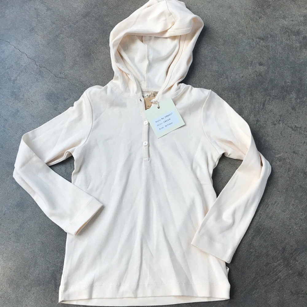 Olive Juice hooded, long sleeved shirt.